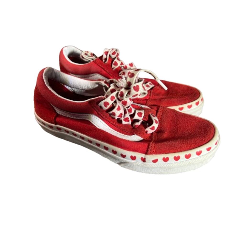 Vans Red Old Skool heart-patterned sneakers kids 2.5